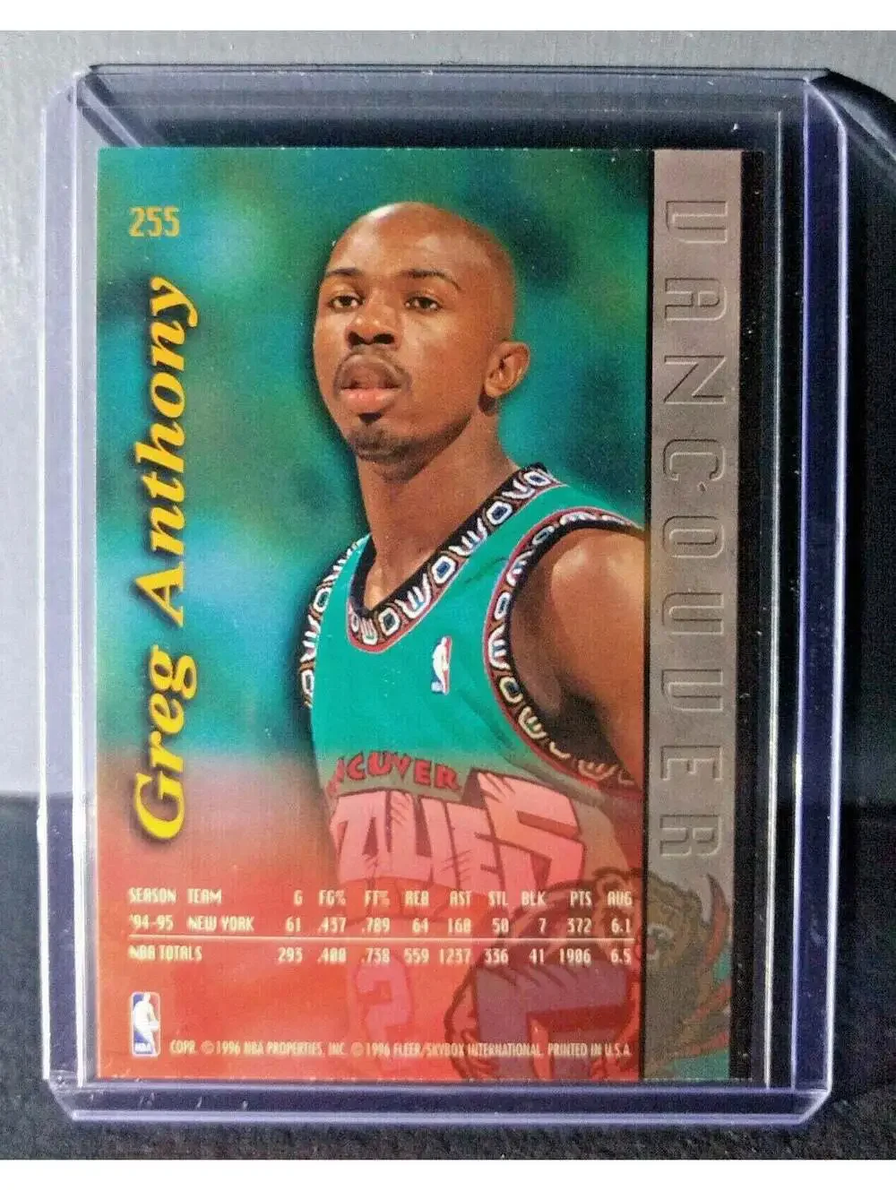 1995-96 Greg Anthony Fleer Ultra #255 Grizzlies Expansion Team Basketball Card